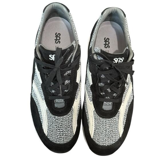 SAS Journey Mesh Sneakers Men 10 Black Suede Lace Up Athletic Comfort Shoes - Picture 2 of 12